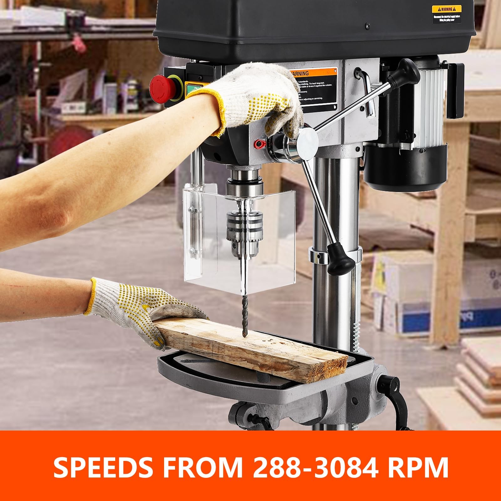 15&Prime; Benchtop Drill Press 7.5A 120V Copper Motor Tilting table & Swing-away Guard