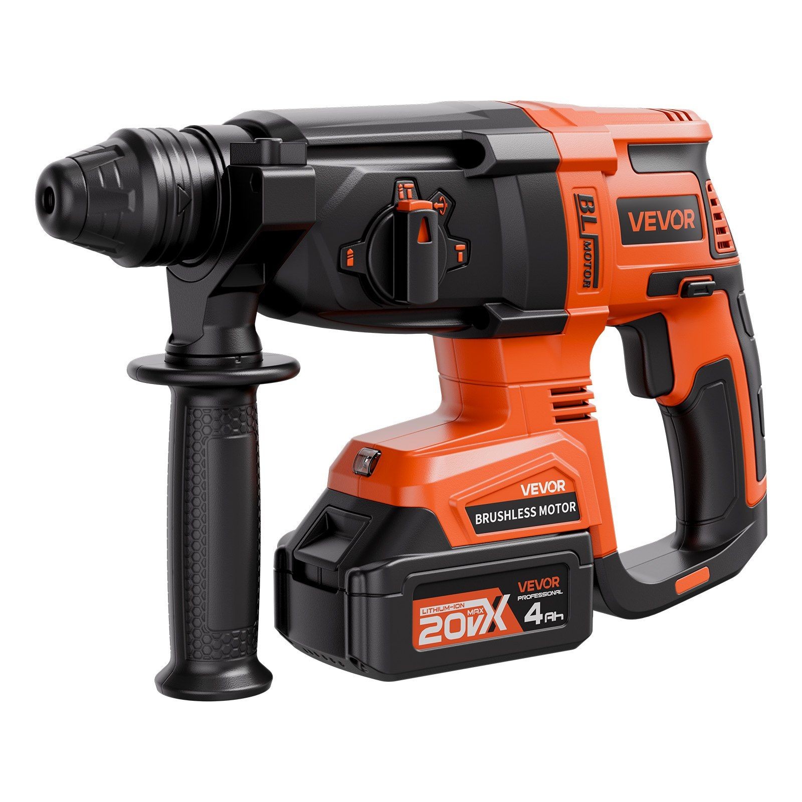 Brushless 2.8J Rotary Hammer 1in 1200RPM Cordless 4 Mode SDS-Plus