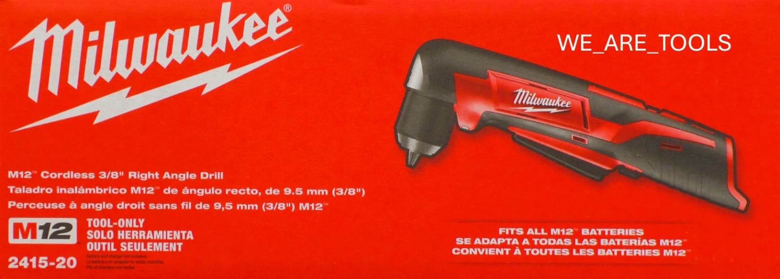 New In Box Milwaukee 2415-20 M12 Cordless 3/8&Prime; Right Angle Drill 12 Volt