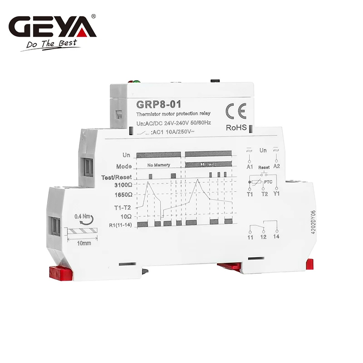 GEYA Motor Protection Relay PTC Temp. Control AC/DC24-240V thermal coil