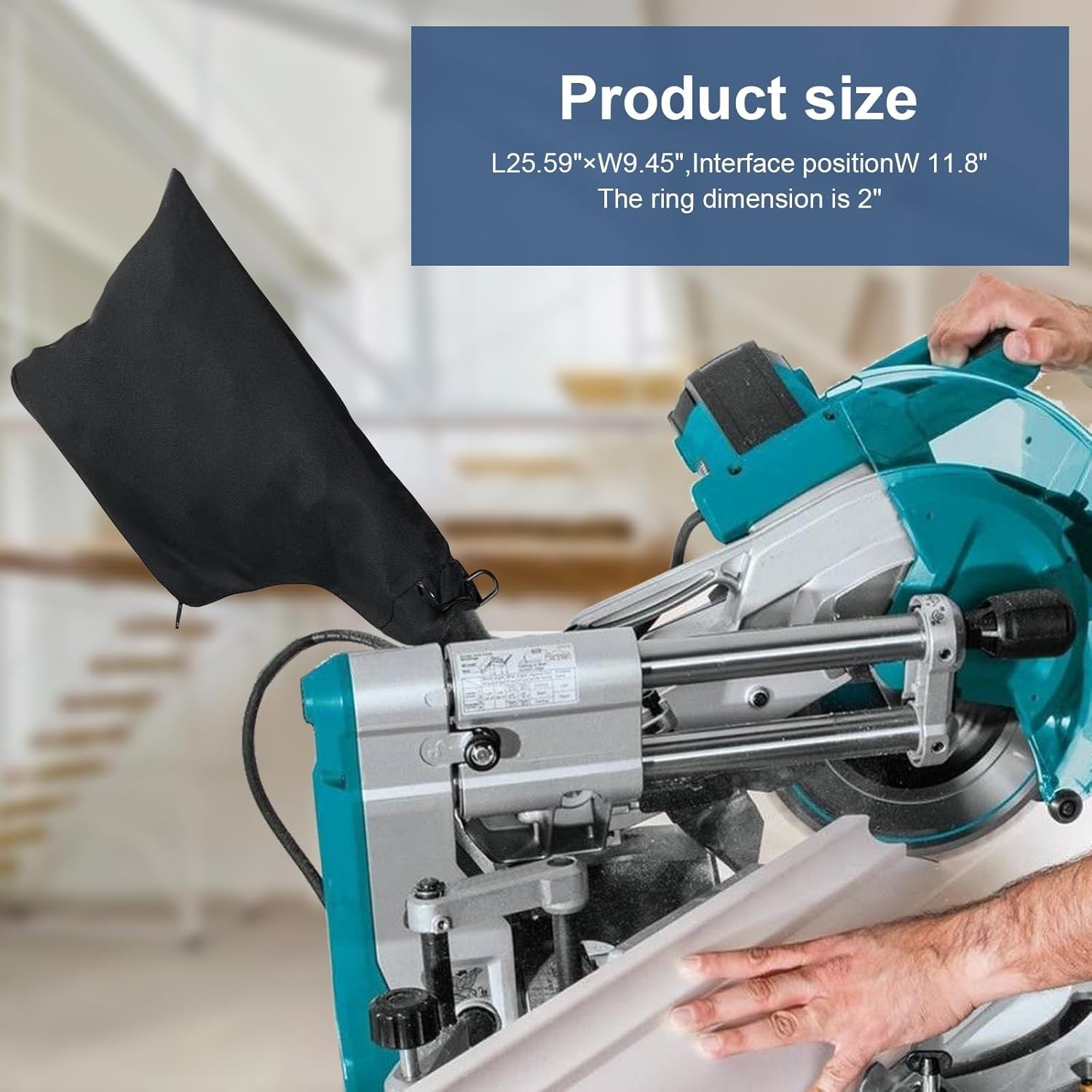 Miter Saw Dust Bag for 255, 2 Pack Dust Collector Bags with Zipper and Wired Adj