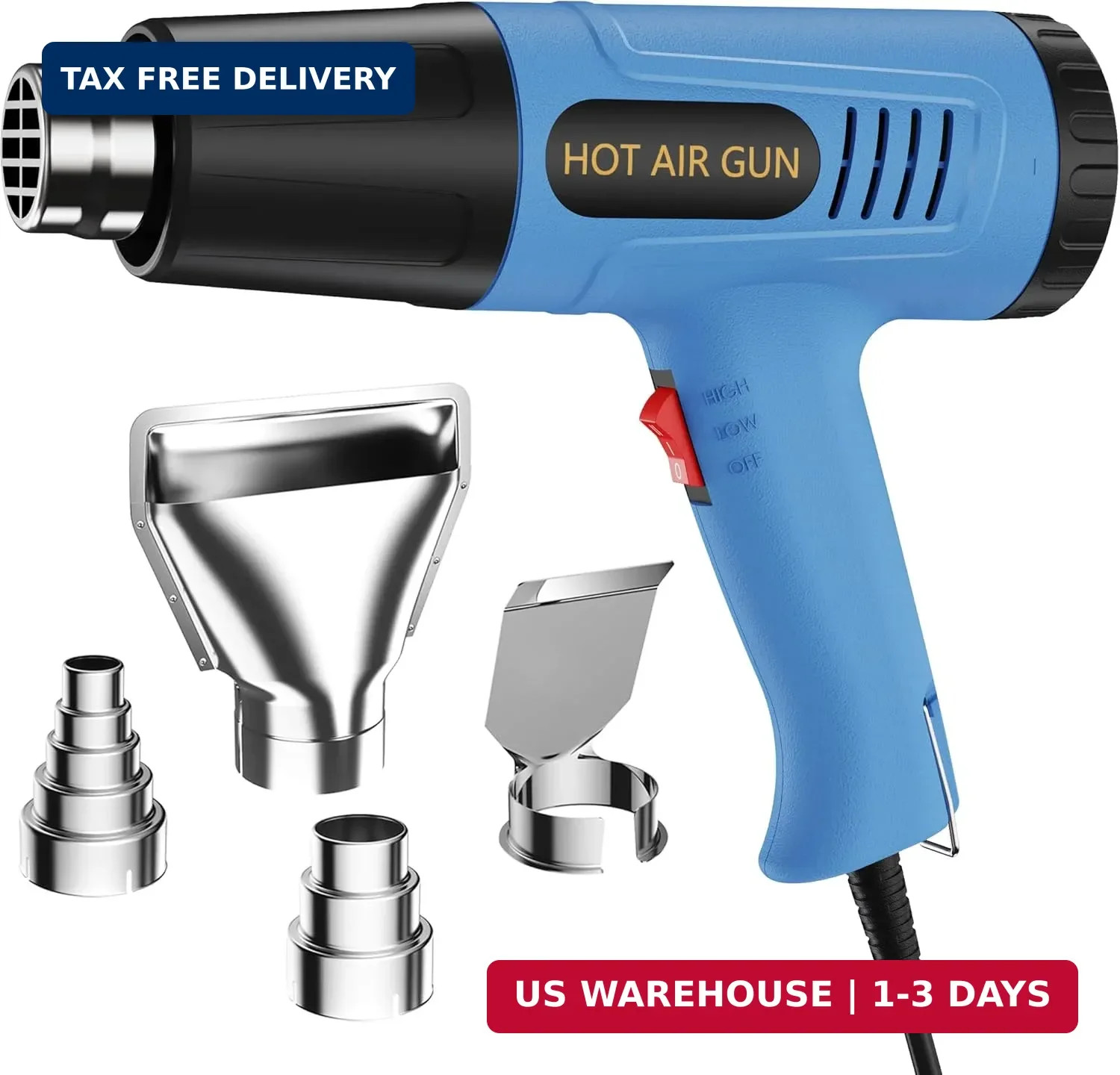 Heat Gun, 900W Hot Air Gun with 2 Temp Settings 572 & 1112°F, Overload Protectio