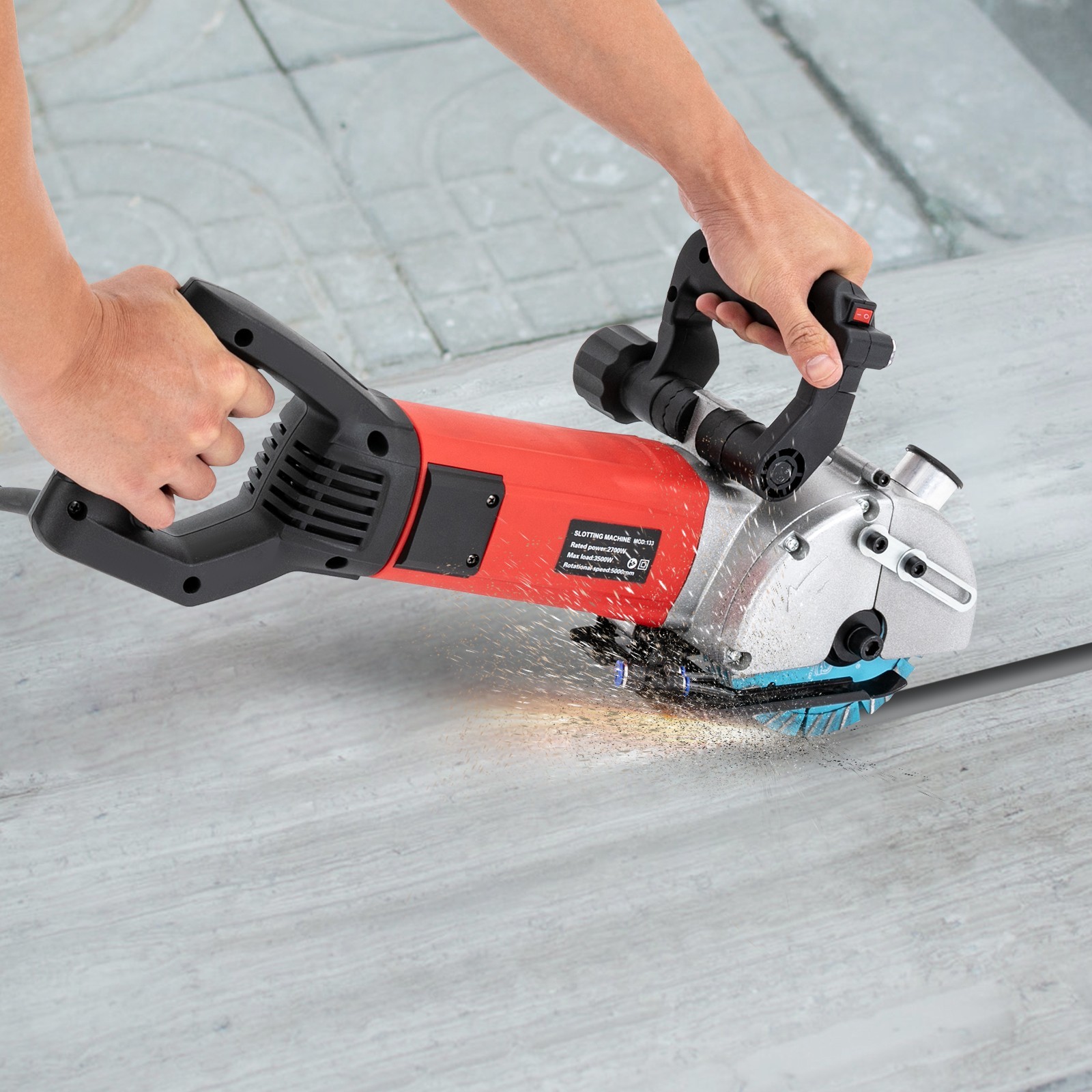 Slotting Machine Wall Chaser Concrete Grooving Cutting Machine Saw Blade 2700W