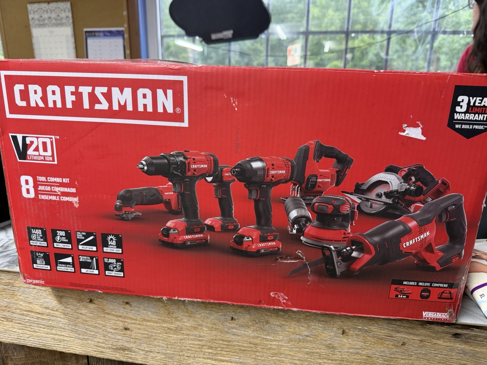 Craftsman CMCK801D2 20V 8 Piece Tool Combo Kit With 2 Batteries And Bag
