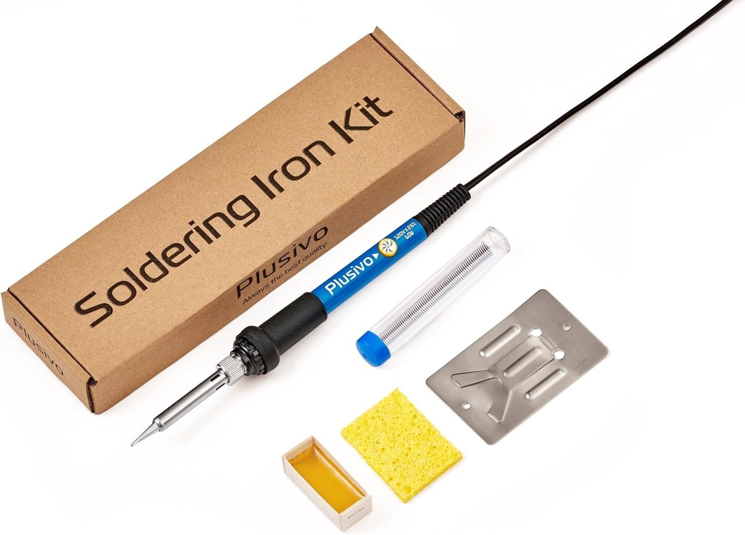 Soldering Iron Kit 60W Adjustable Temp Solder Wire Stand Flux Desoldering Hobby