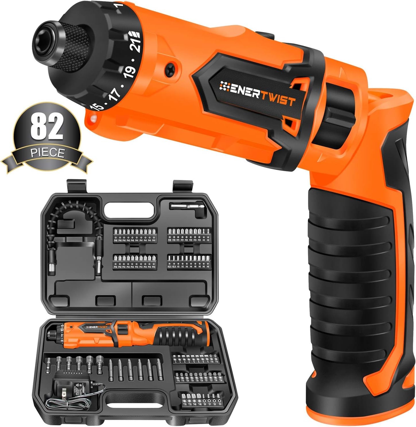 Cordless Screwdriver, 8V Max 10Nm Electric Rechargeable Set with 82Accessory Kit