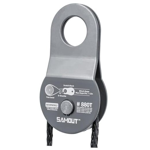 Winch Snatch Block (8.8 US Ton WLL) Recovery Towing Pulley System 880T-17650Lbs