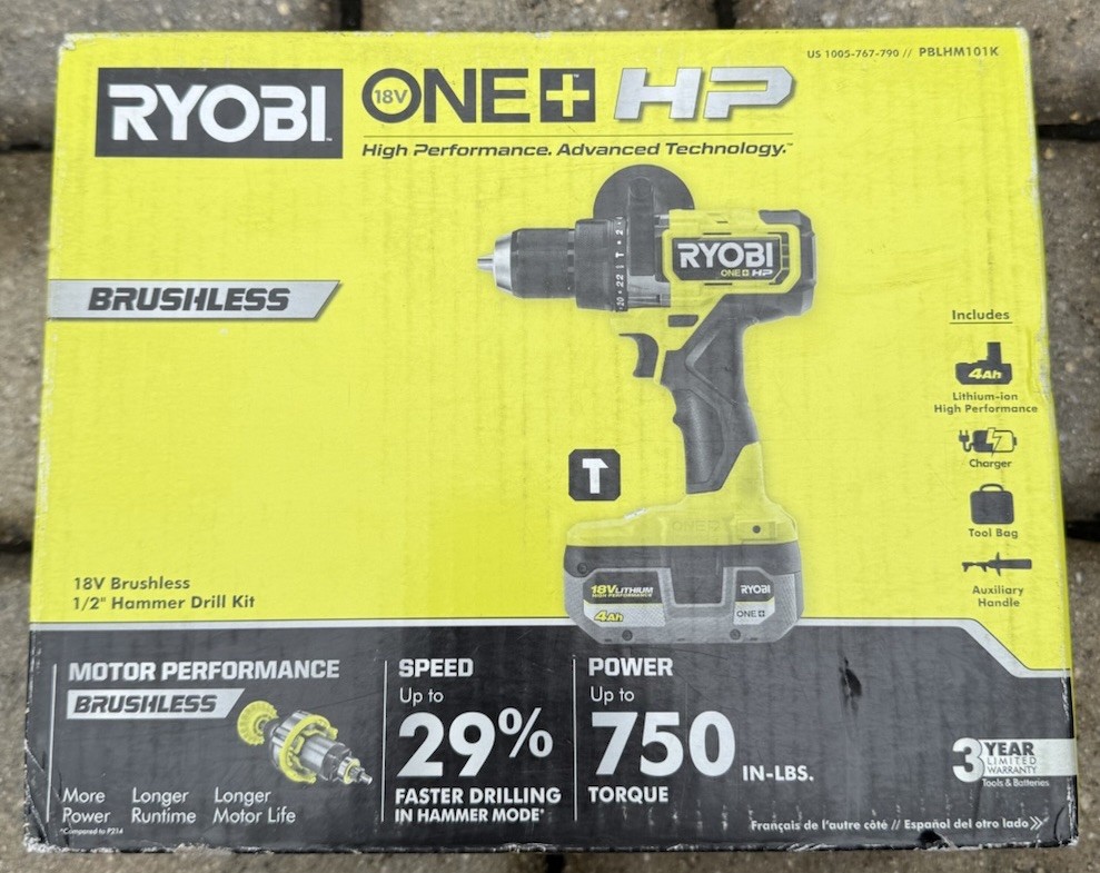 NEW! Ryobi ONE+ HP 18V Brushless 1/2&Prime; Hammer Drill Kit PBLHM101K – SHIPS NOW!