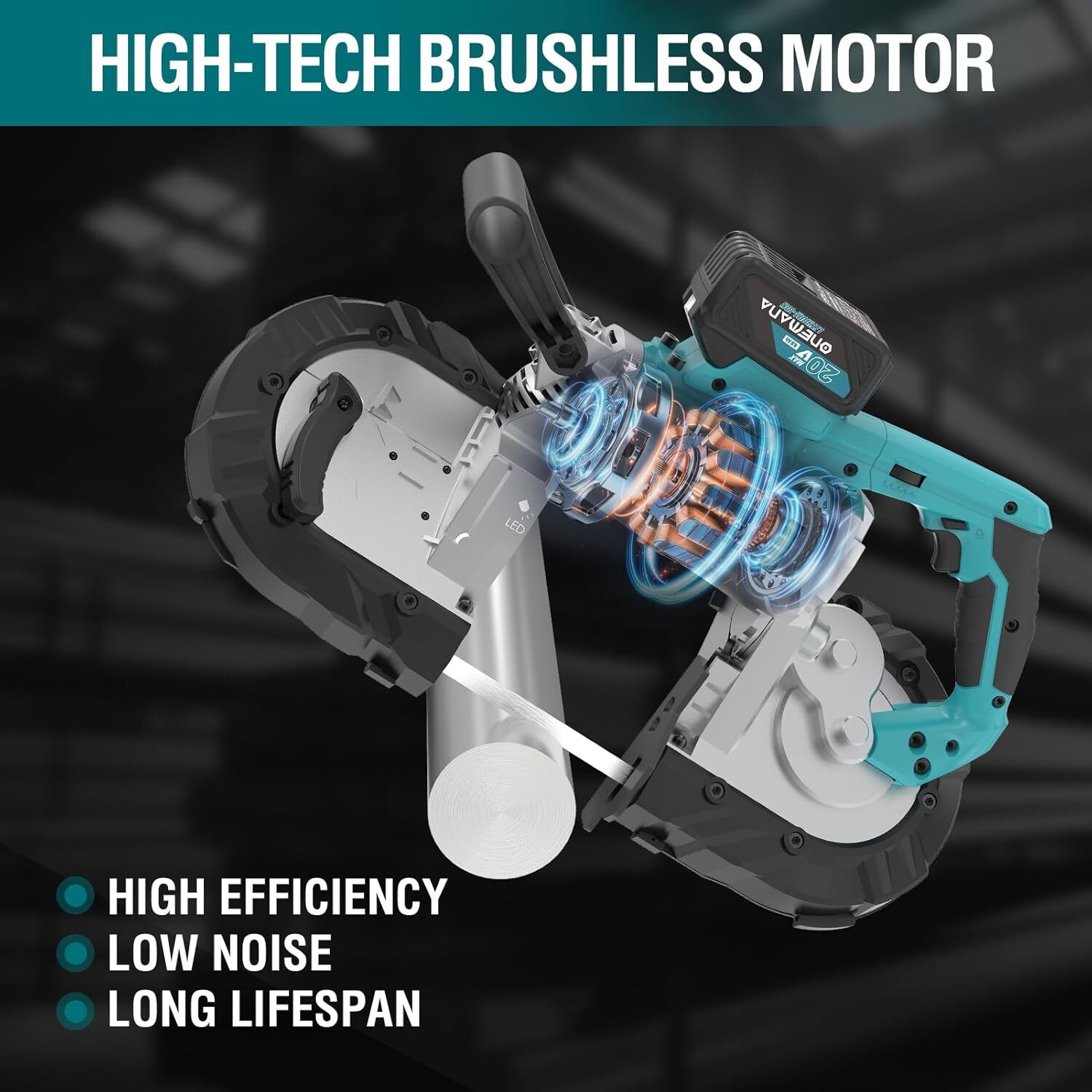 20V 5-Inch Cordless Band Saw, Brushless, 6 Adjustable Speeds, Battery Included