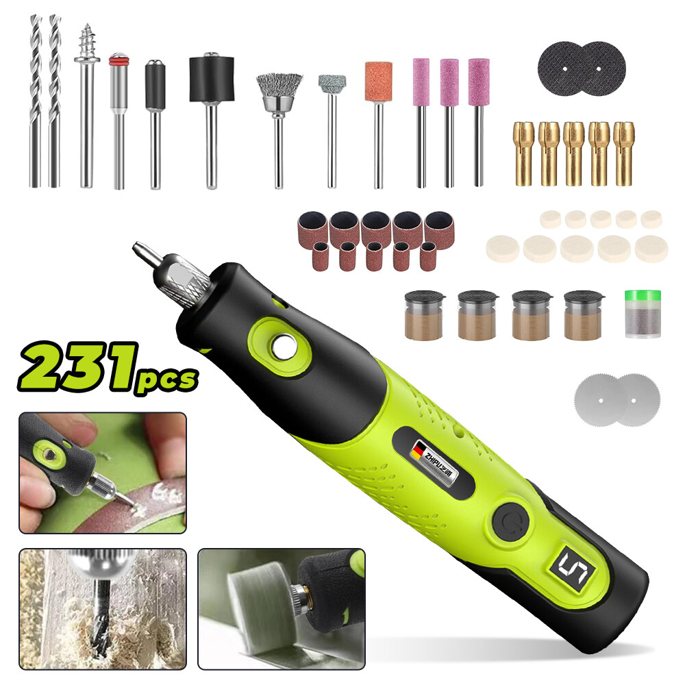 231pcs Electric Mini Drill Pen Cordless Grinder Engraving DIY Rotary Compact Set