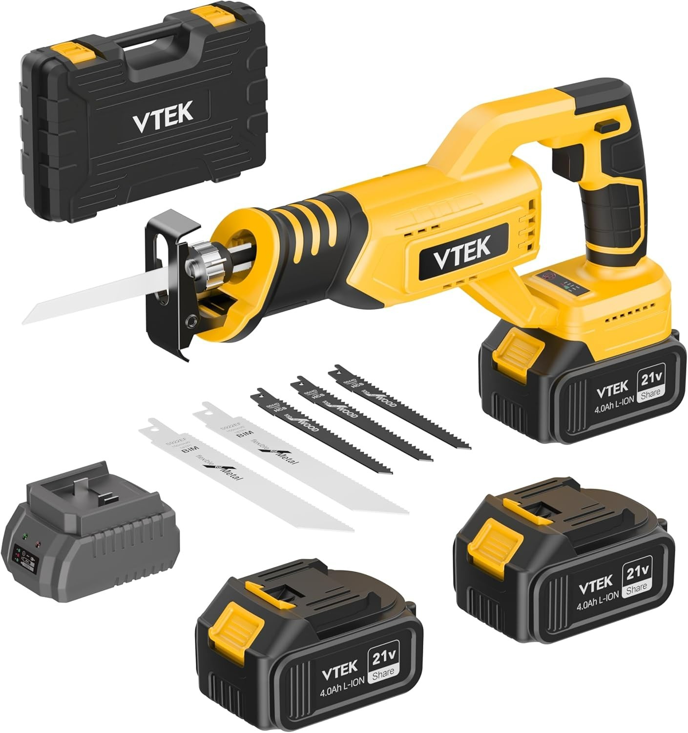 VTEK Brushless Cordless Reciprocating Saw,3 Level Speed Setting