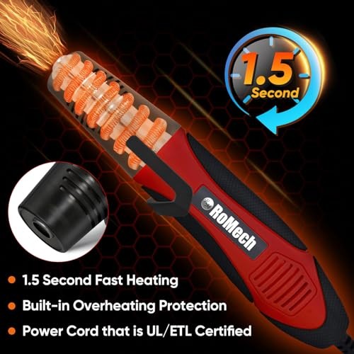 350W Dual Temp Heat Gun 400°F-660°F with 2 Nozzles for Crafts, Red