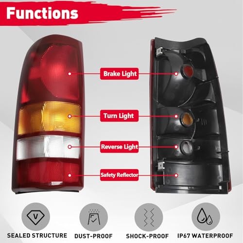 Tail Lights Housing Assembly Compatible with 1999-2006 Silvera-do Red Side