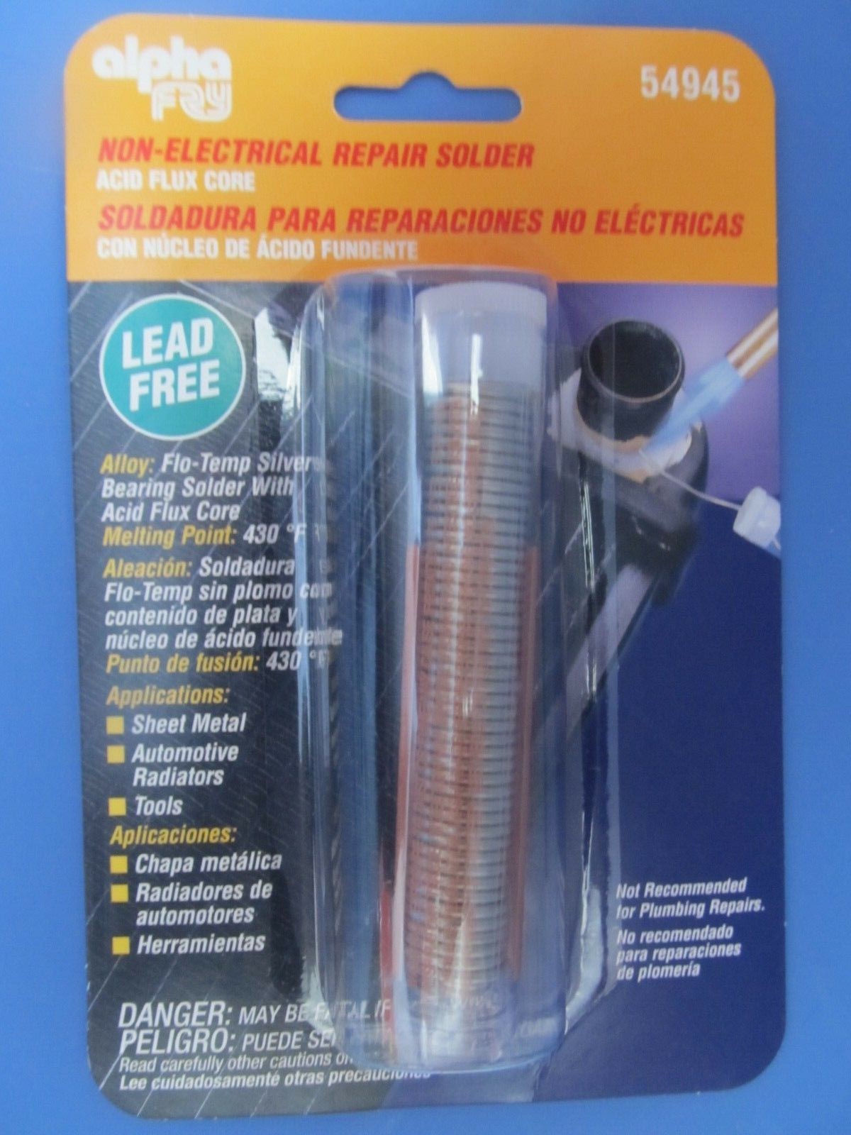 Alpha Fry Non-Electrical Repair Solder #54945 Acid Flux Core NEW