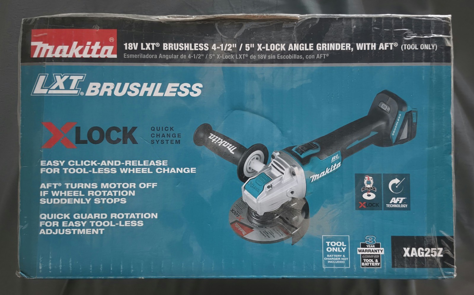 Makita XAG25Z 18V Cordless Brushless X-Lock 4.5 – 5&Prime; Grinder 18 Volt