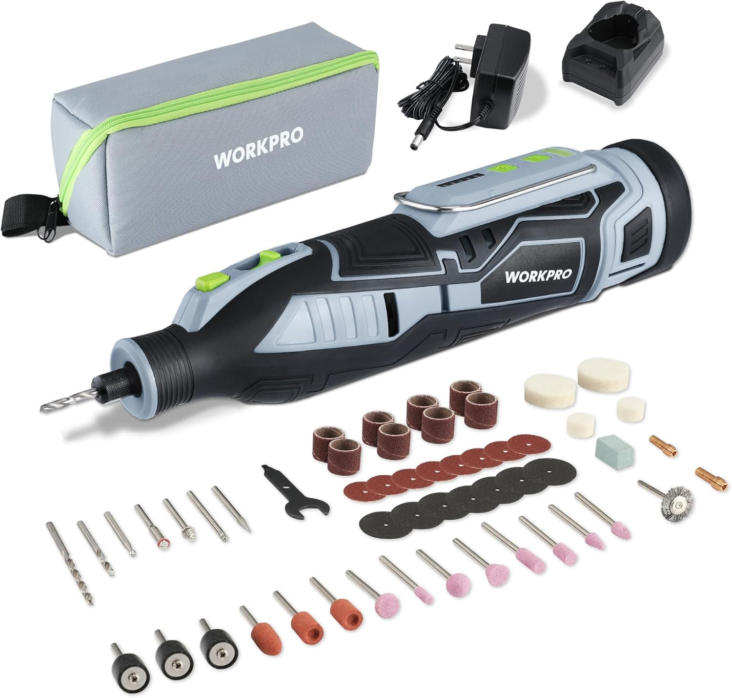 12V Cordless Rotary Tool Kit, 5 Variable Speeds, Powerful Engraver, Sander, Poli