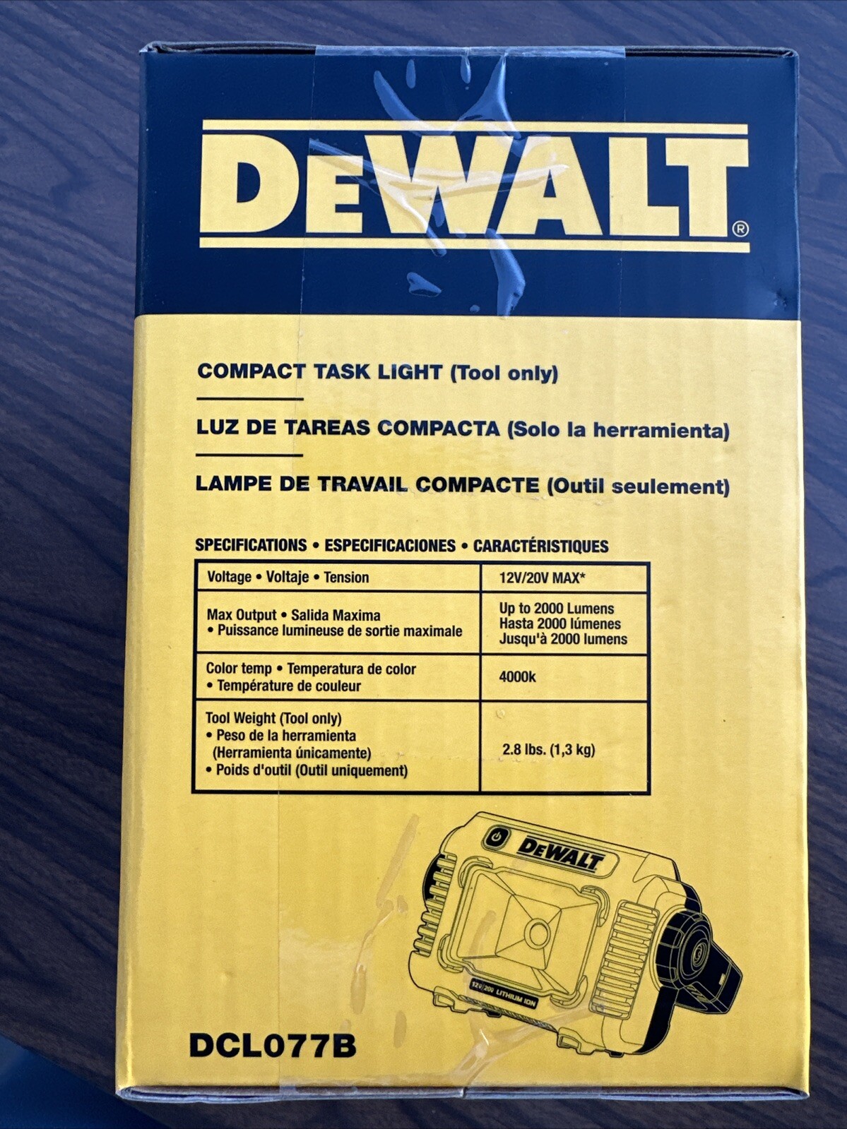 DeWalt Compact LED (2000 Lumens) Task Light DCL077B (Tool Only) Brand NEW