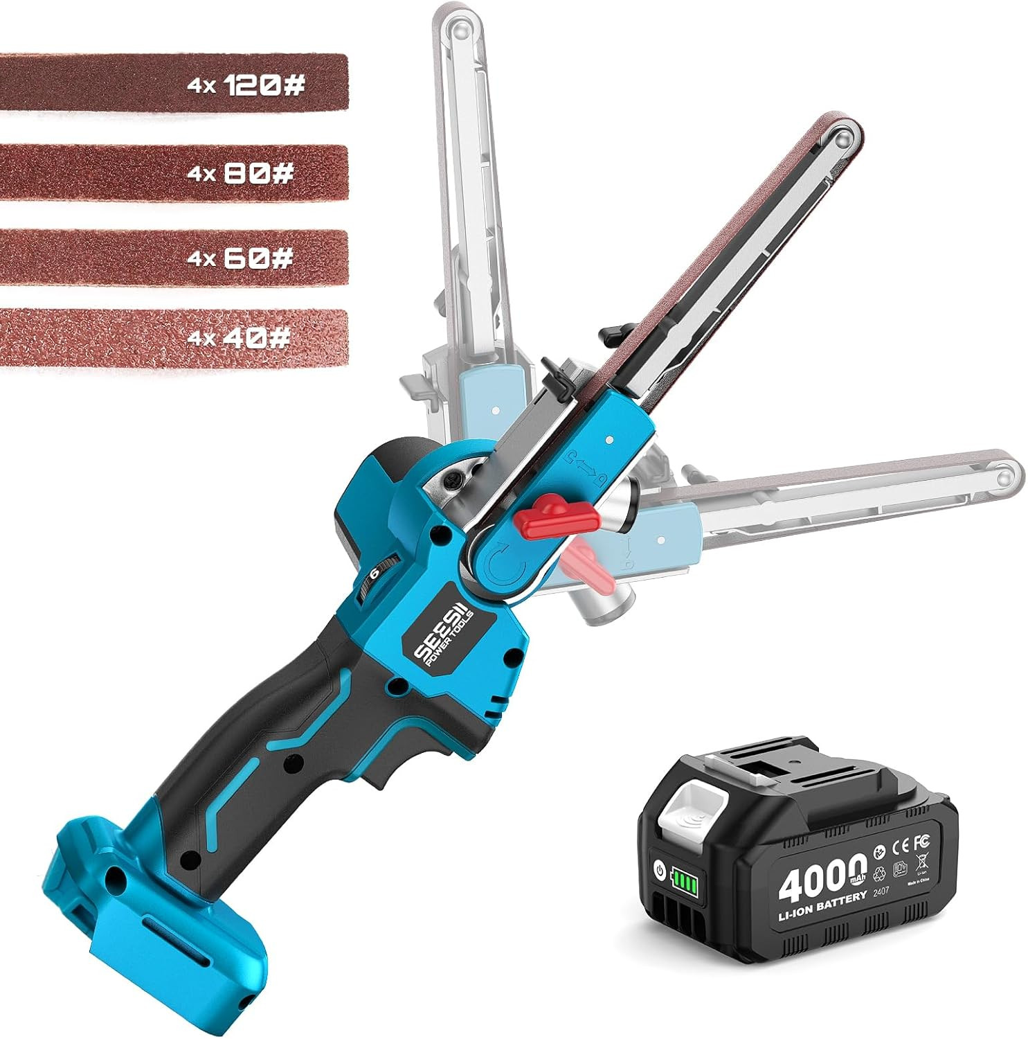 Belt Sander 1/2&Prime; X 18&Prime;, 6 Speeds Max 2300Ft/Min, with 1 * 4.0Ah Battery, Charger