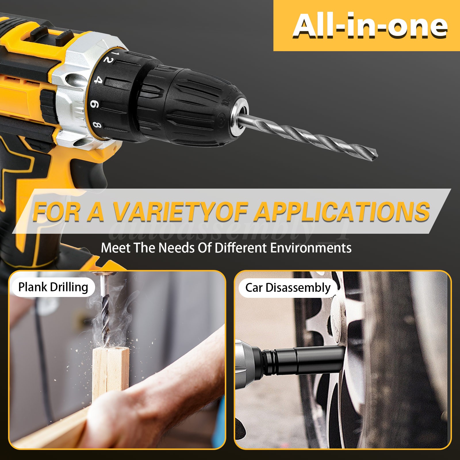Cordless Impact Wrench 1/2&Prime; 1000Nm High Torque Brushless Drill W/ Li-ion Battery