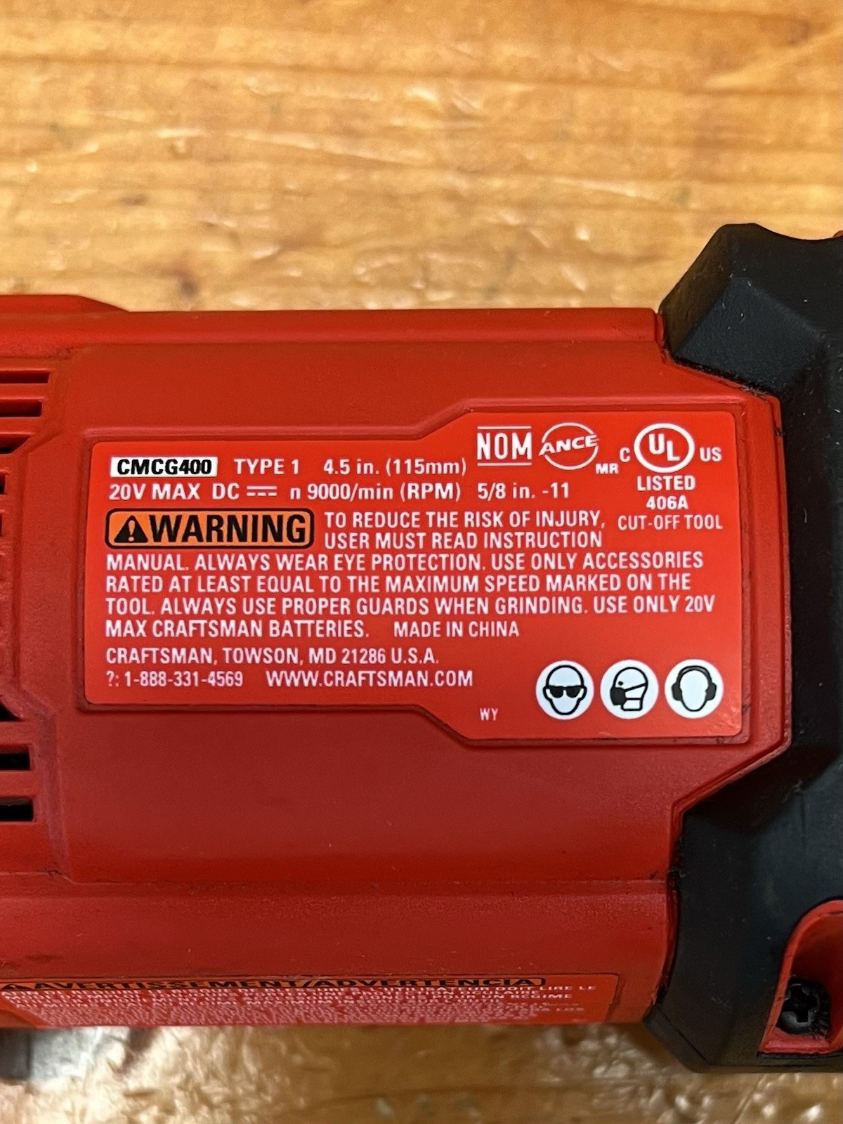 Craftsman CMCG400 V20 20V Brushless 4-1/2&Prime; Angle Grinder Tool Only Tested
