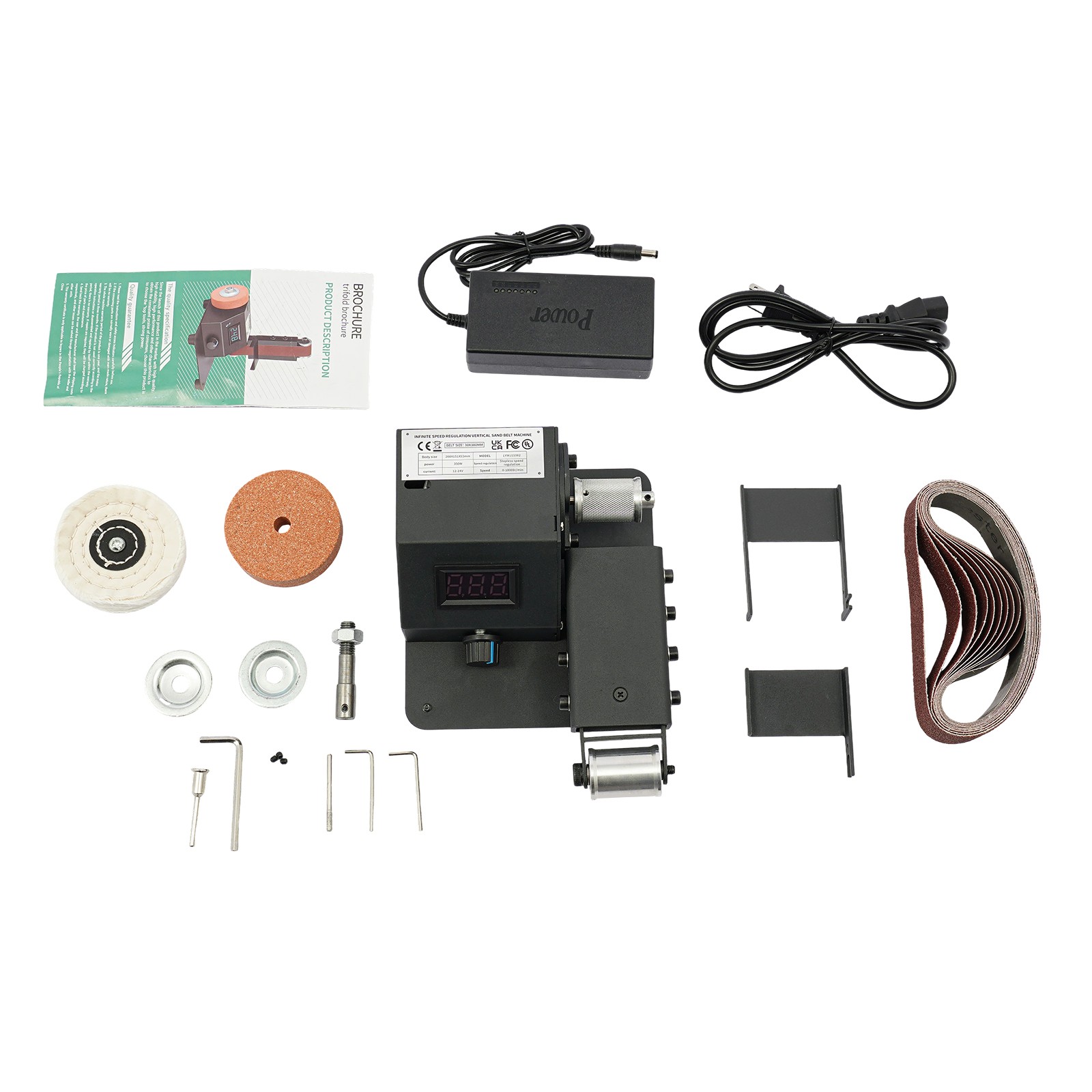 Belt Sander Bench Grinder Knife Sharpener Tool w/10 Belts Table Polishing Sander