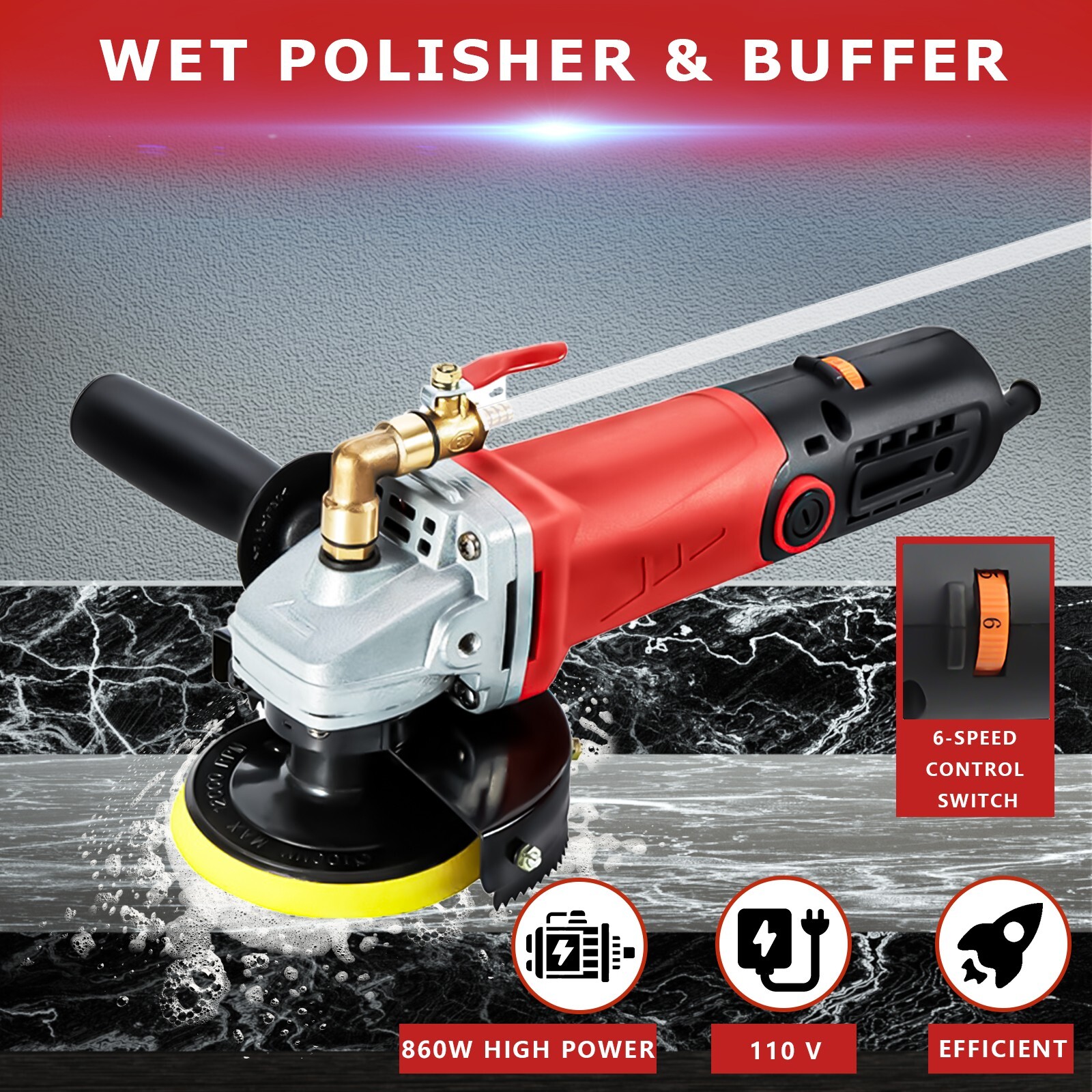 Wet Polisher 4 » Diamond Polishing Pad Tool Kit Variable Speeds Buffing Machine