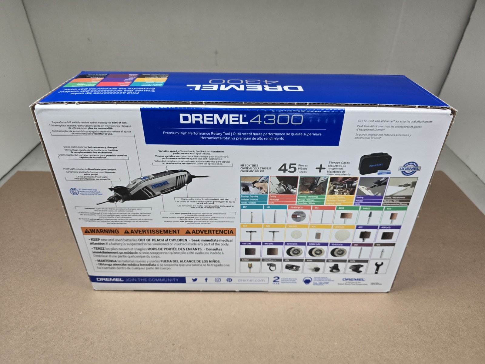 Dremel 4300 1.8 Amp Variable Speed Corded Rotary Tool Kit With 45 Accessories