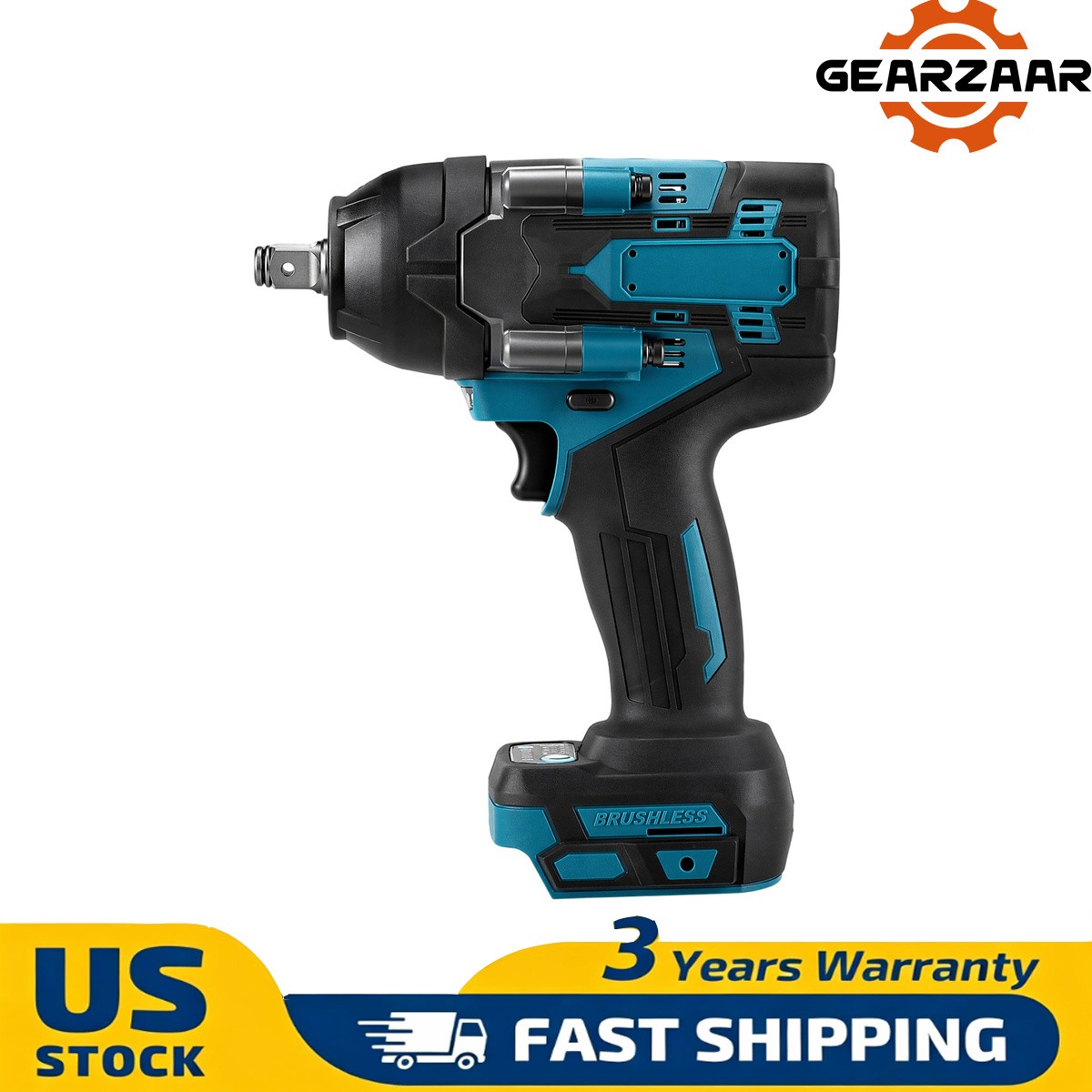 Auto Repair Brushless Impact Wrench 1/2 Drive Stepless Speed 4000 RPM Heavy
