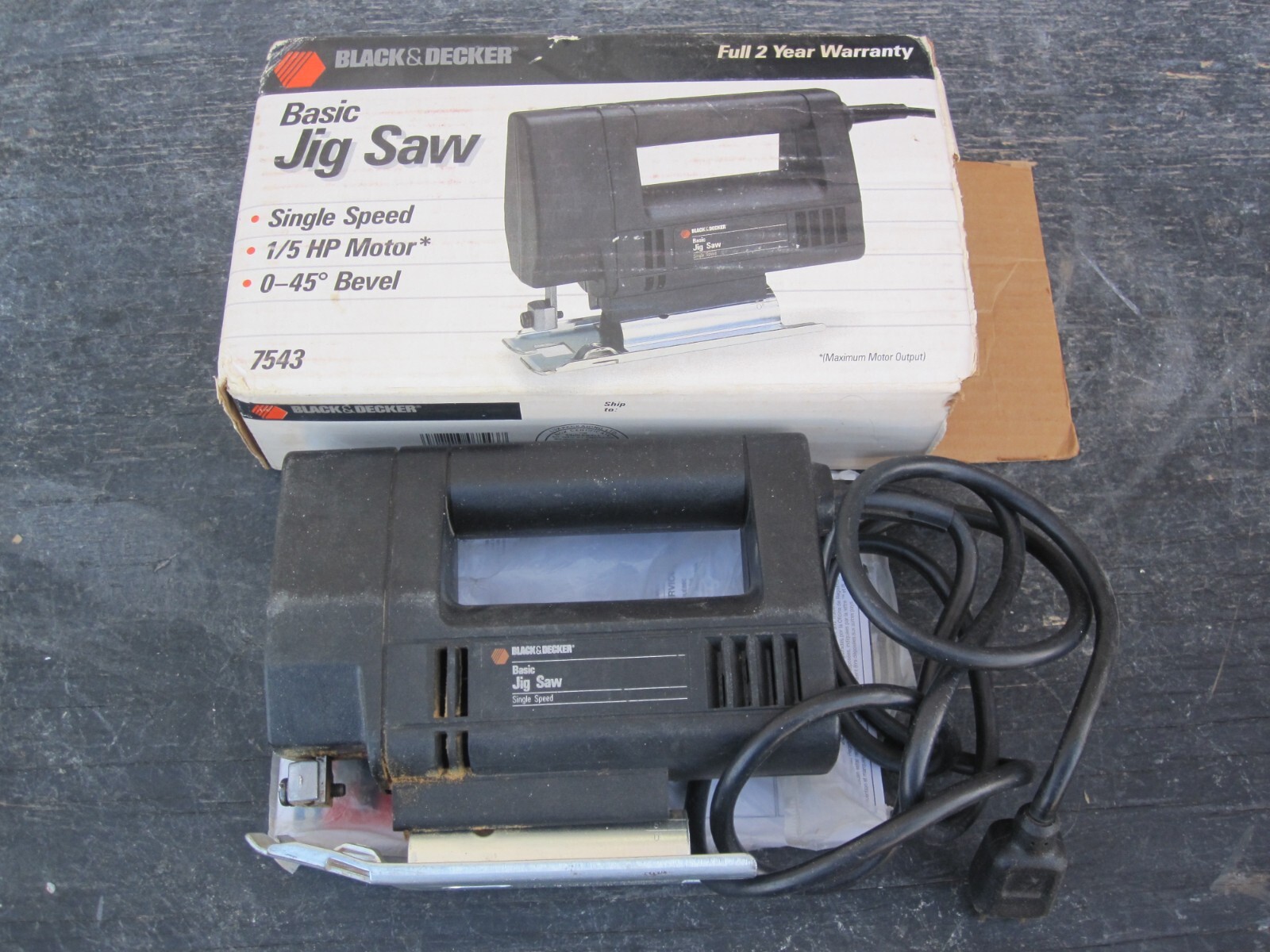 Black & Decker Corded Single Speed 2.2amps Jigsaw Model 7543 w Box VGC