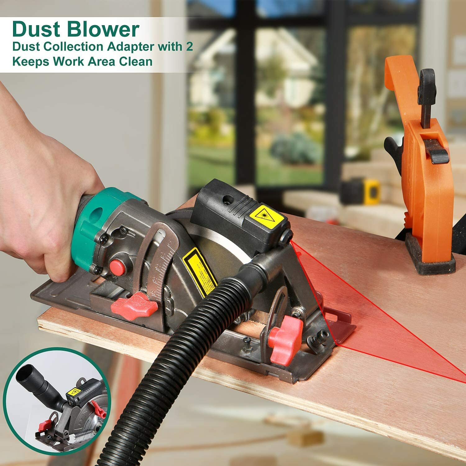 HYCHIKA 6.2A, 750W, Mini Electric Circular Saw, Laser Guide, 6 Blades CS-115C