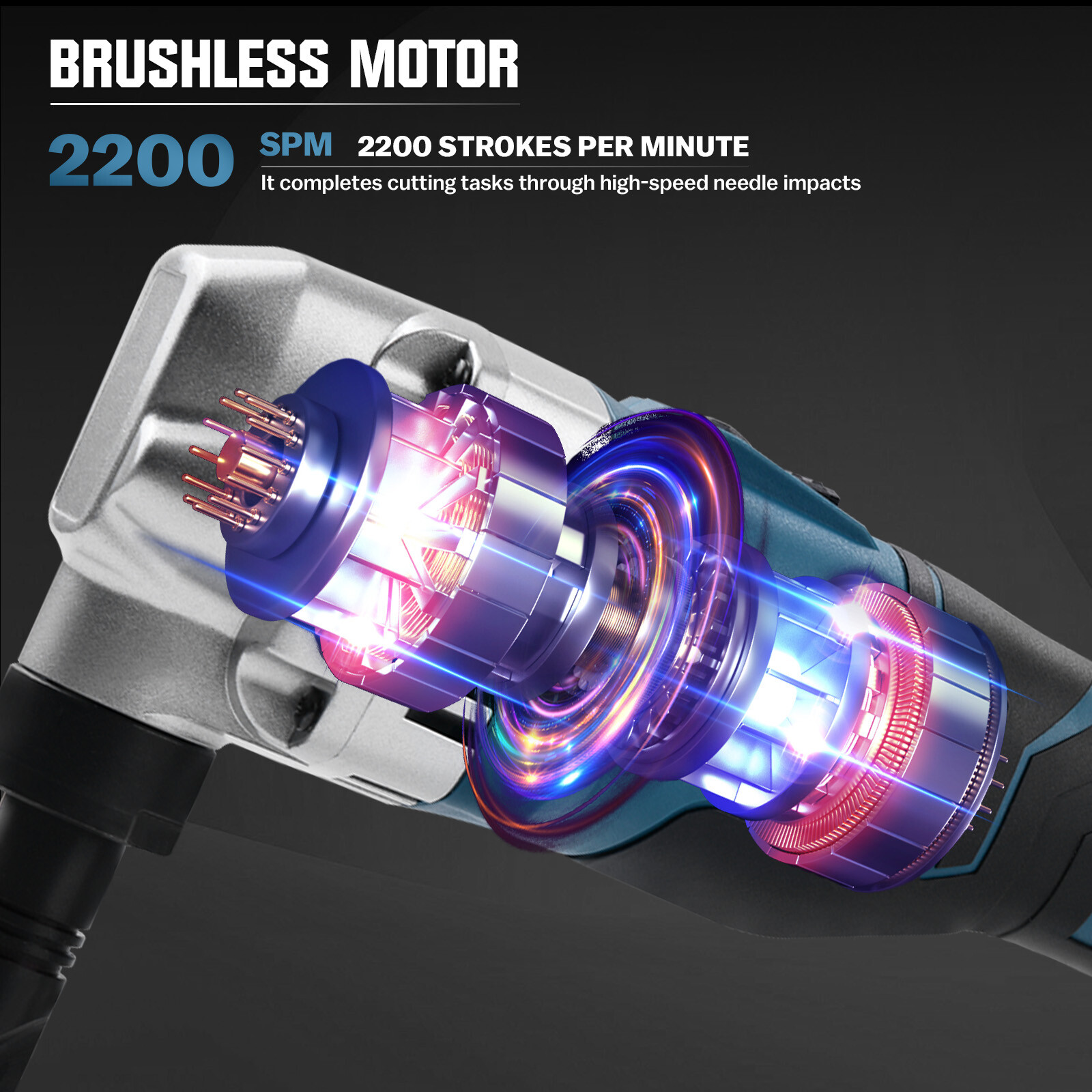 Cordless Metal Nibbler for 18 Gauge Sheet Metal Cutting 2200RPM with 2 Battery