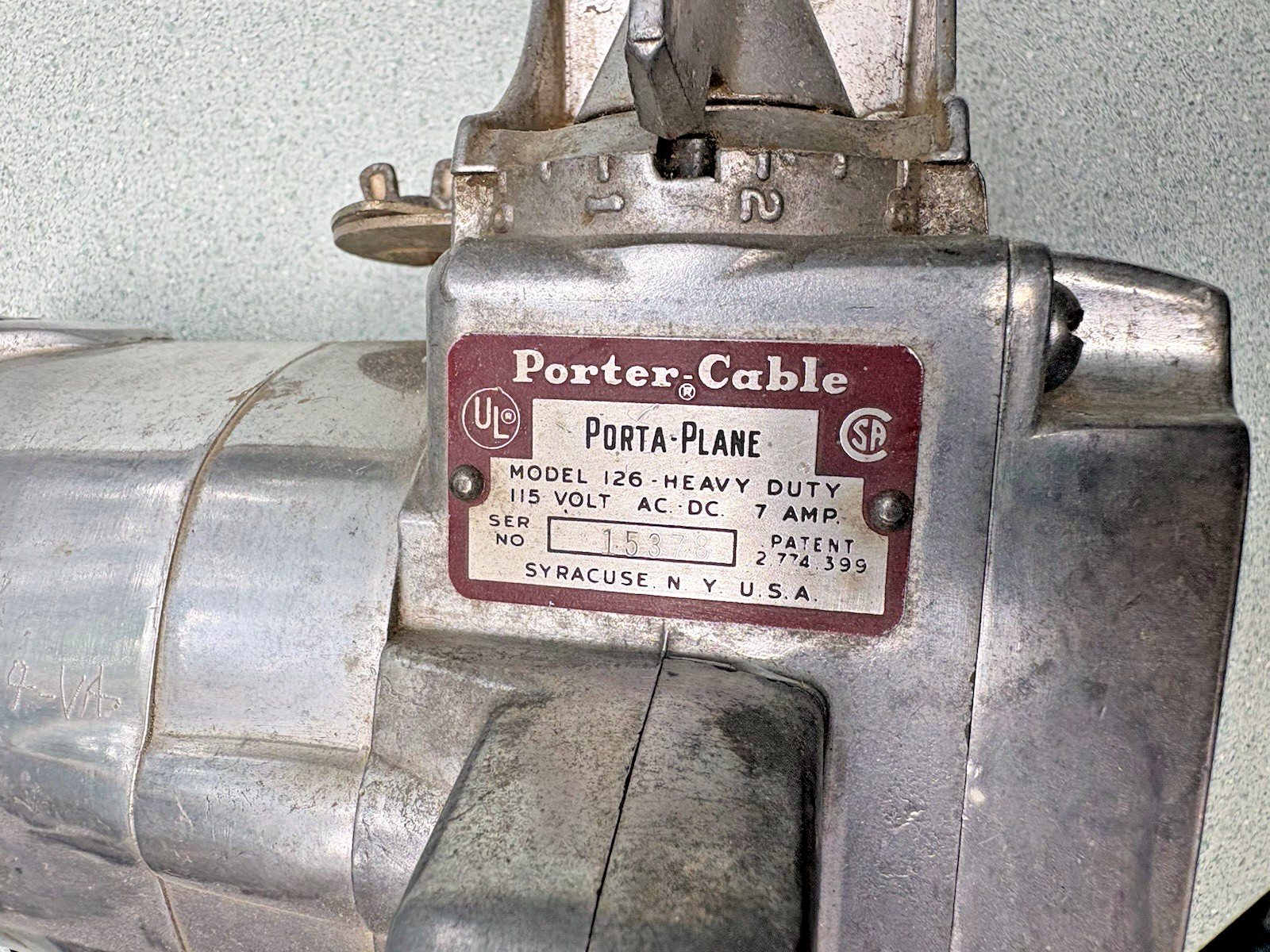 Porter Cable Model 126 a true Type 1 Heavy Duty Porta-Plane Corded RUNS cutter