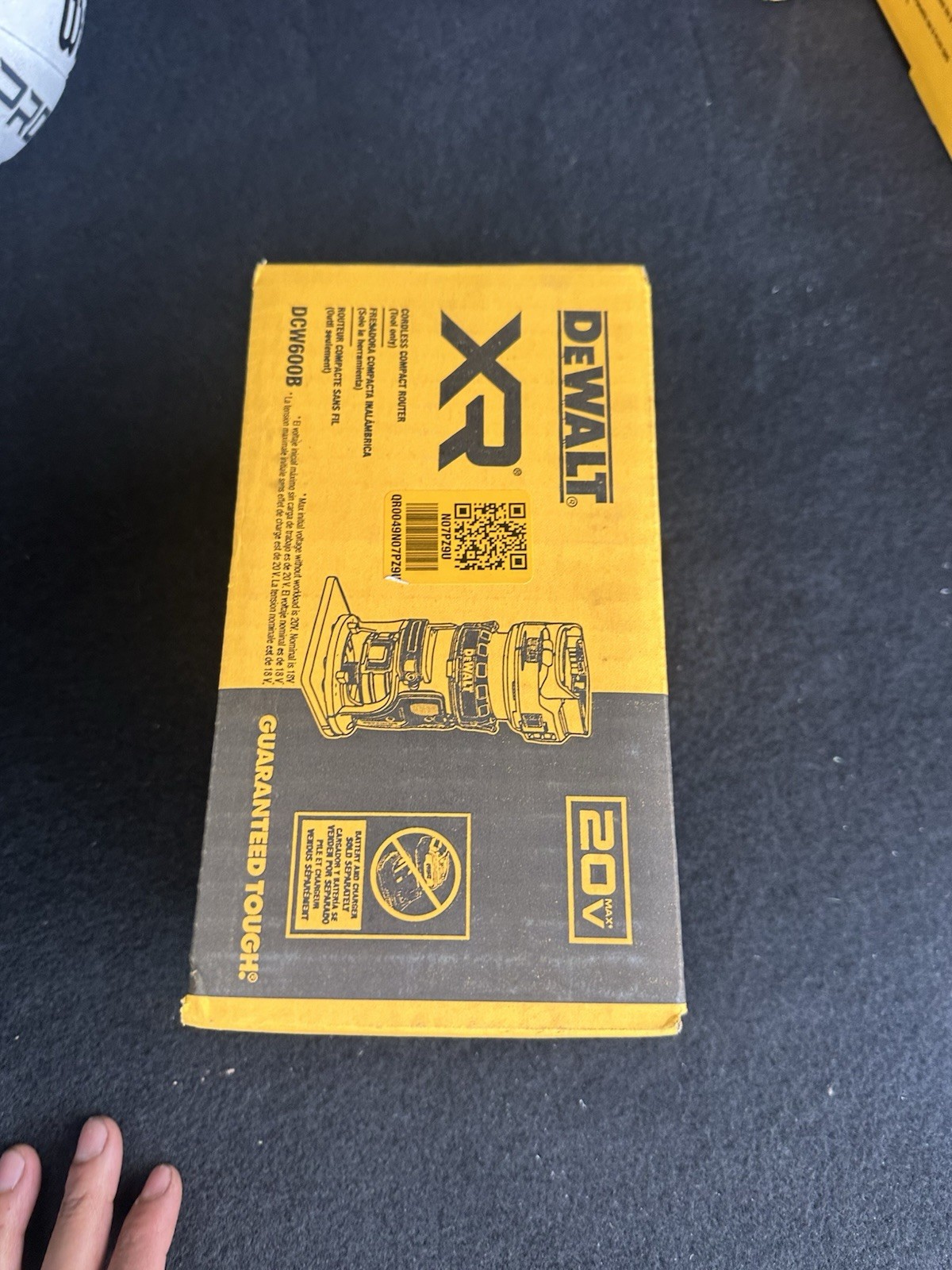 DEWALT XR 20V Li-Ion Cordless Compact Router DCW600B Tool Only Yellow