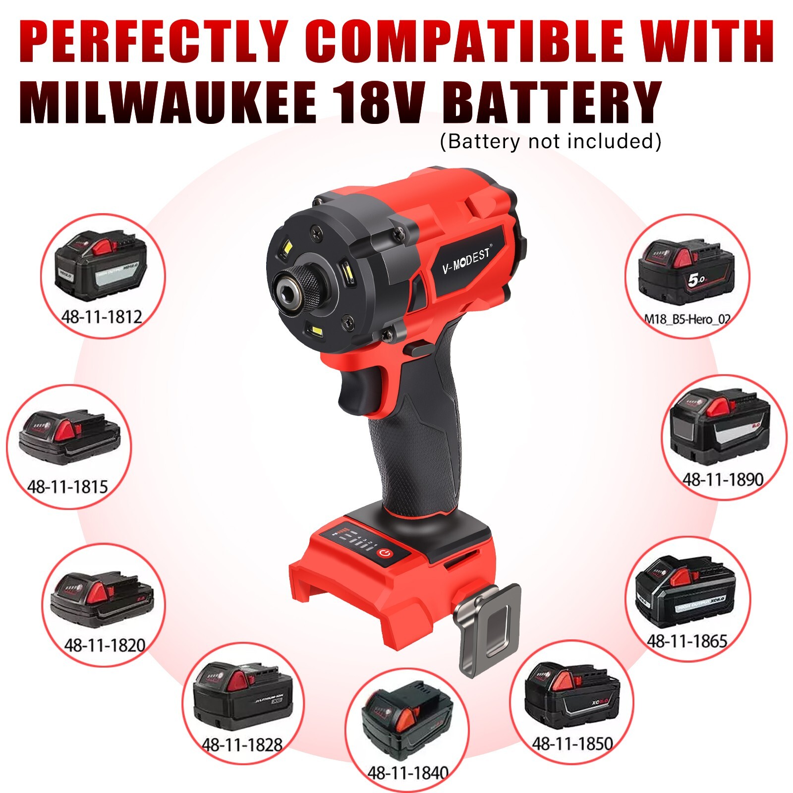 1/4&Prime;Cordless Impact Driver Brushless Compatible DEWALT 20V/Milwaukee M18 Battery