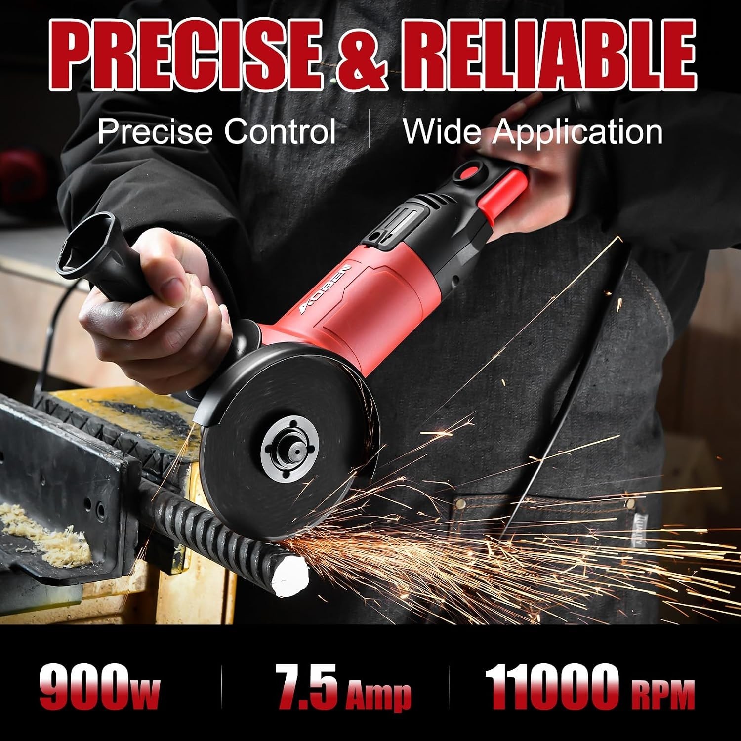 900W Angle Grinder 4-1/2 inch | 7.5Amp, 11000 RPM, 6-Speed Corded Electric Cu…