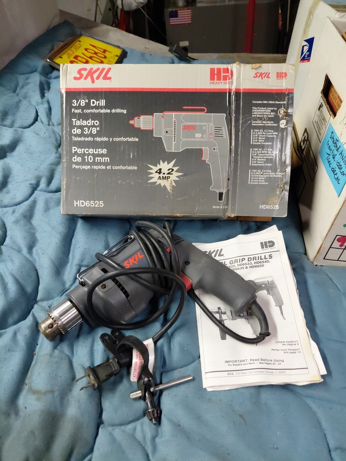1993 SKIL 3/8 in. REVERSIBLE DRILL MODEL: HD6525 WITH CHUCK KEY 0-2500RPM