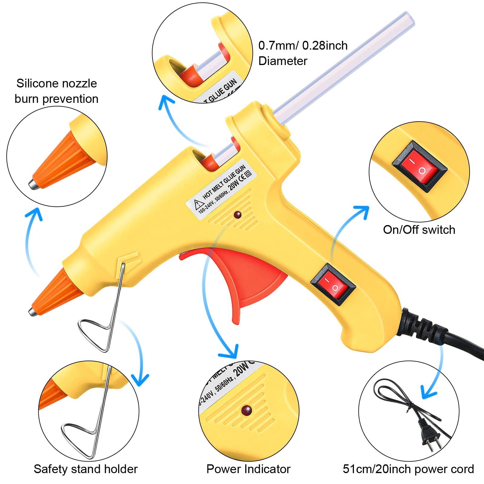 Zhengmy 12 Pcs Mini Glue Gun Crafts Hot Melt Guns Low Temp Multicolor