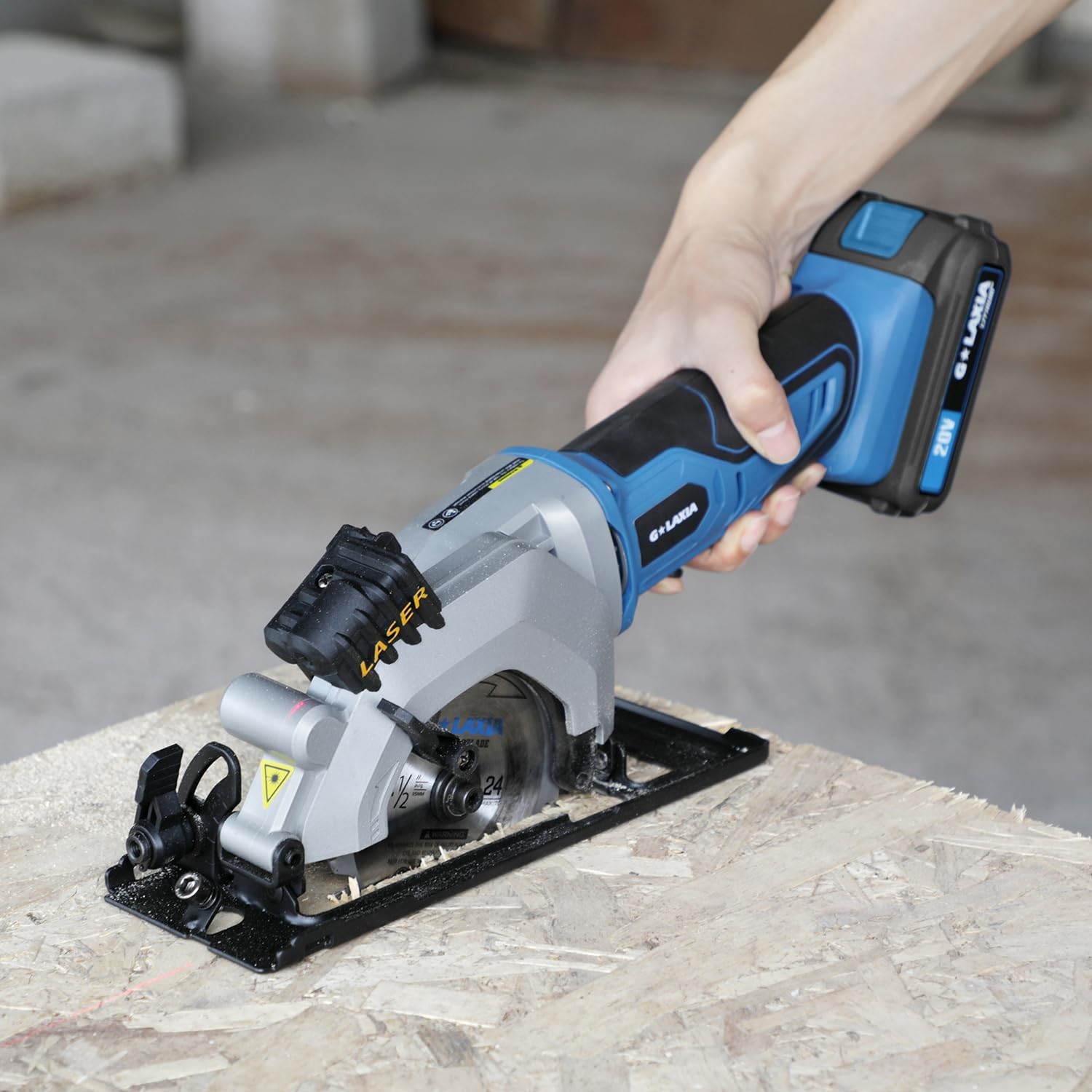 Mini Circular Saw, 4-1/2 3400RPM Cordless Circular Saw with Laser Guide, Rip …