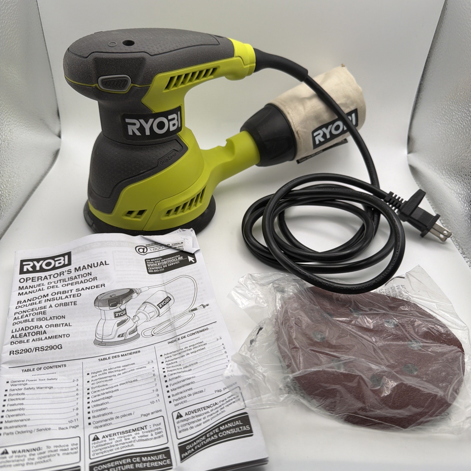 Ryobi RS290G 5&Prime; Random Orbit Sander Corded 120v- Black/Green