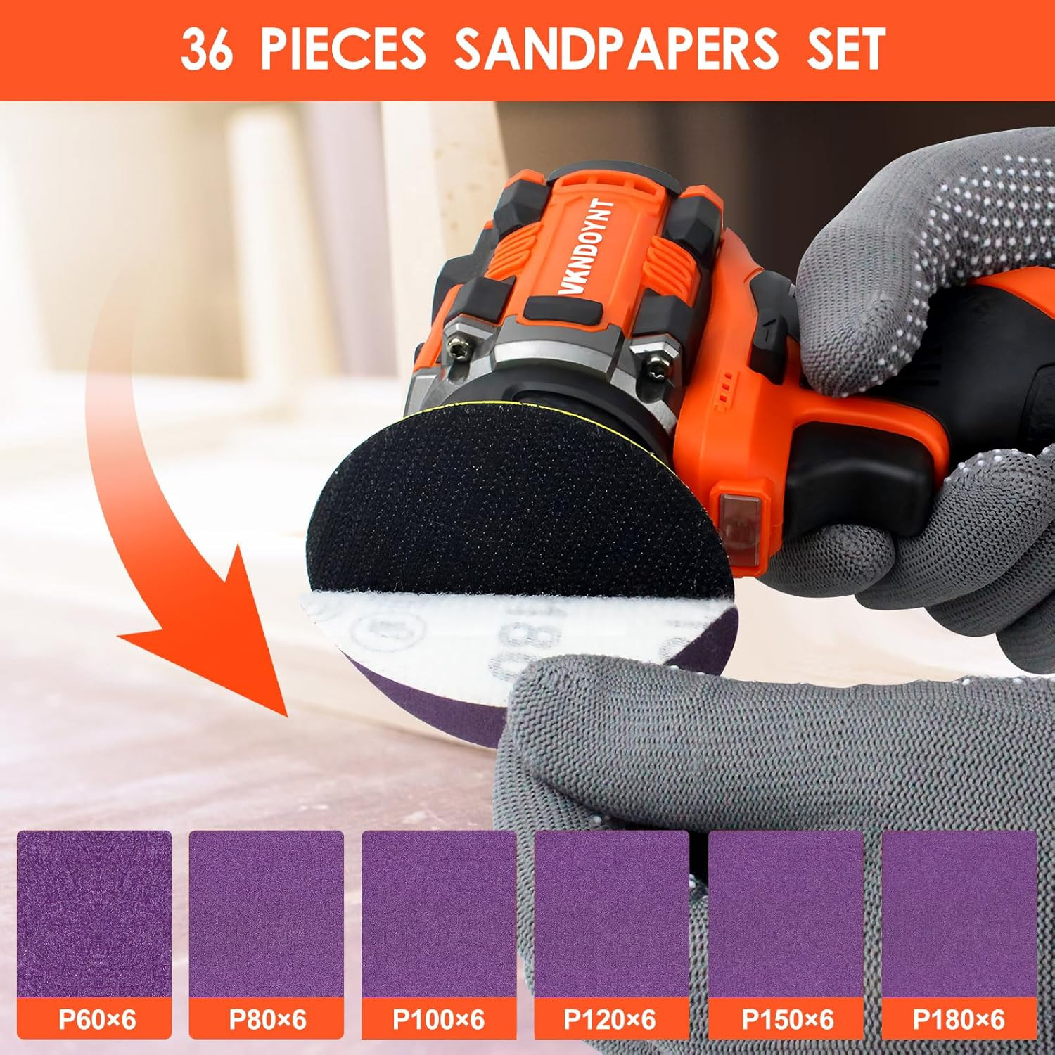 Brushless Small Sander with 36PCS Sandpapers, 2 Variable Speed Cordless Sander (