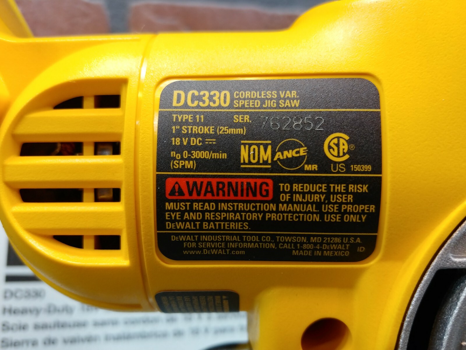 Dewalt DC330B HD 18V Variable Speed Jigsaw-***NEW***