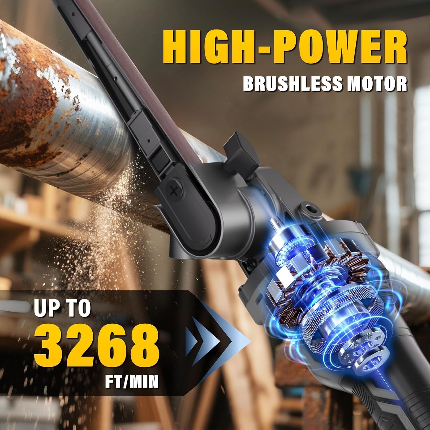 20V Cordless Bandfile Belt Sander Compatible with DeWalt Battery Tool Only