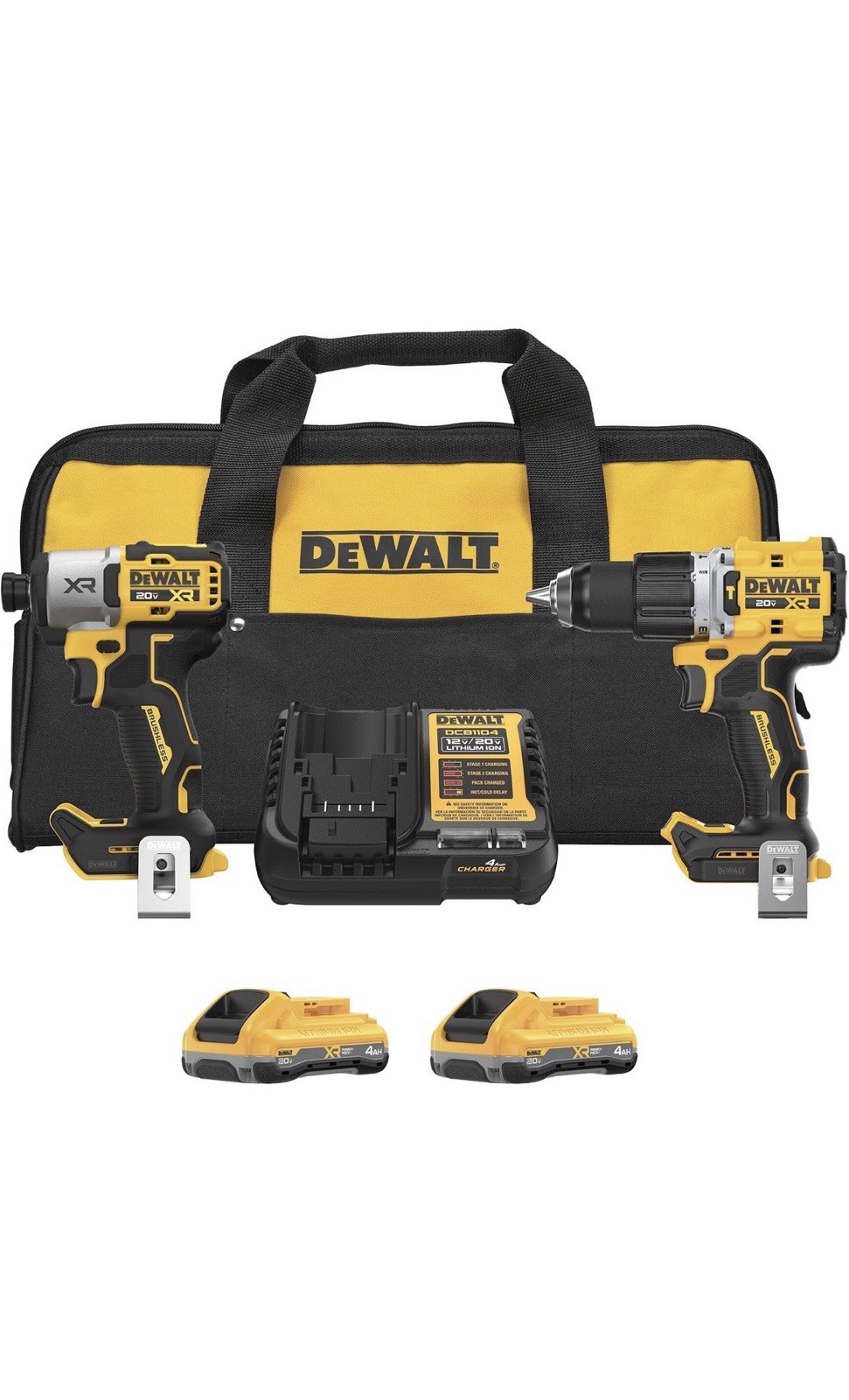 DEWALT 20V MAX XR-Kit combinado de herramienta eléctrica inalámbrica de taladro