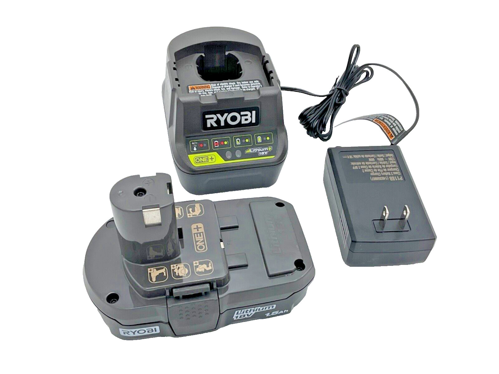 For Ryobi 18V Drill Train Horn Dual Black Air Trumpets INCLUDES Battery +Charger
