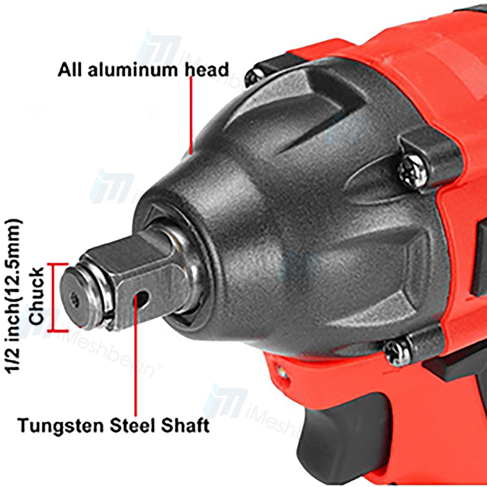 600Nm Cordless Electric Impact Wrench Gun Power Drill Kit 1/2 » Driver 2 Battery