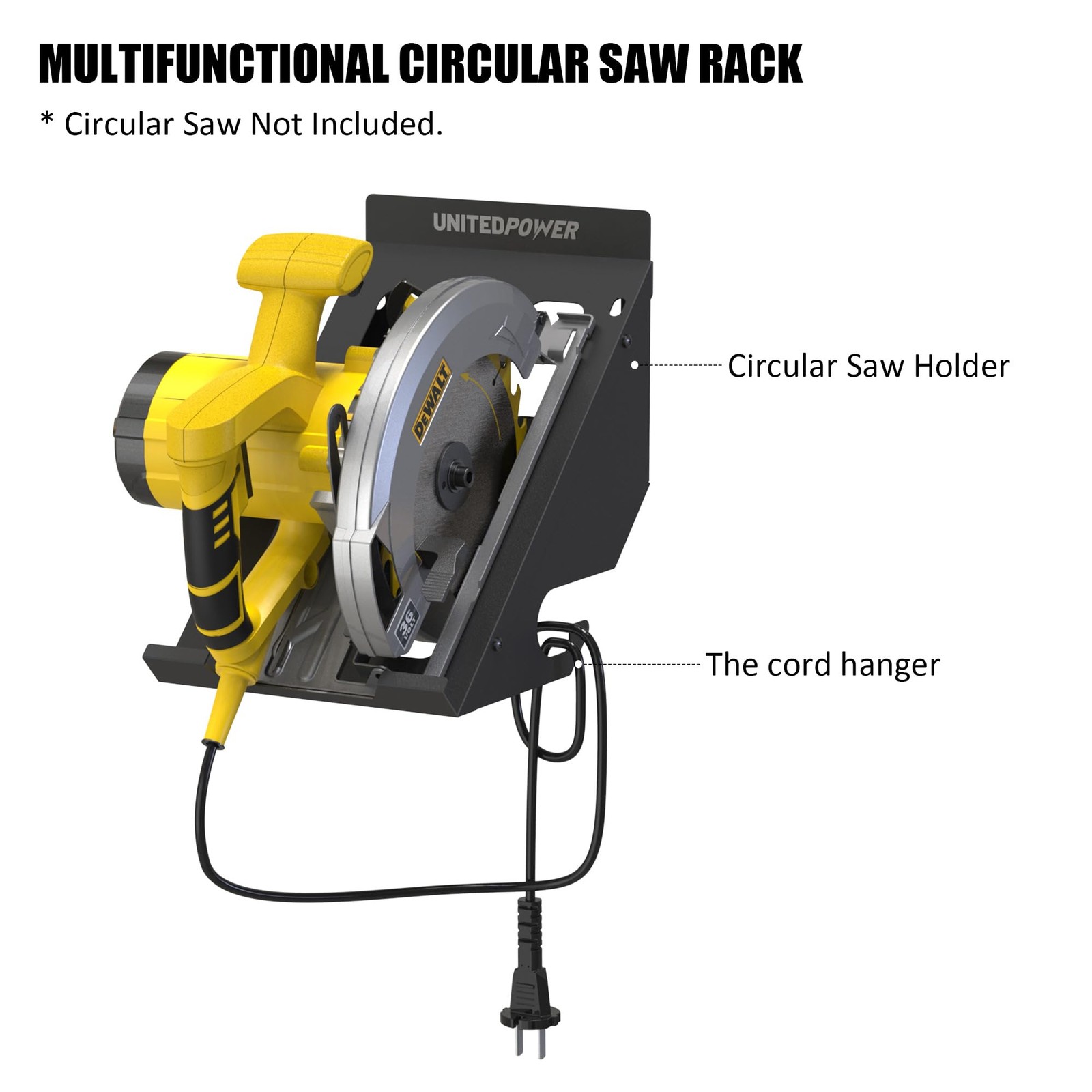 UNITEDPOWER Circular Saw Holder, Wall Mount 7.87 x 10.4 x 9.96 inches, Black
