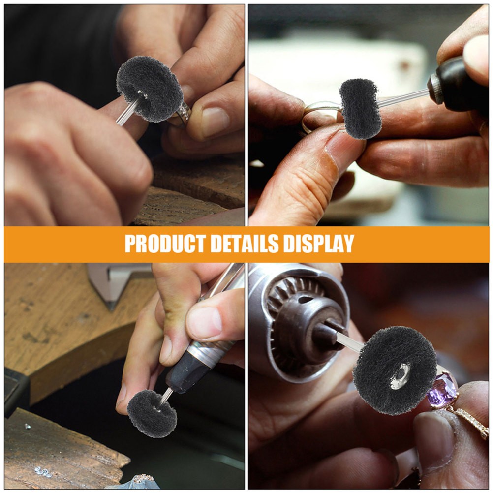 24 Pcs Abrasive Nylon Buffing Wheels 3 mm Shaft Polishing Pads for Rotary Tools