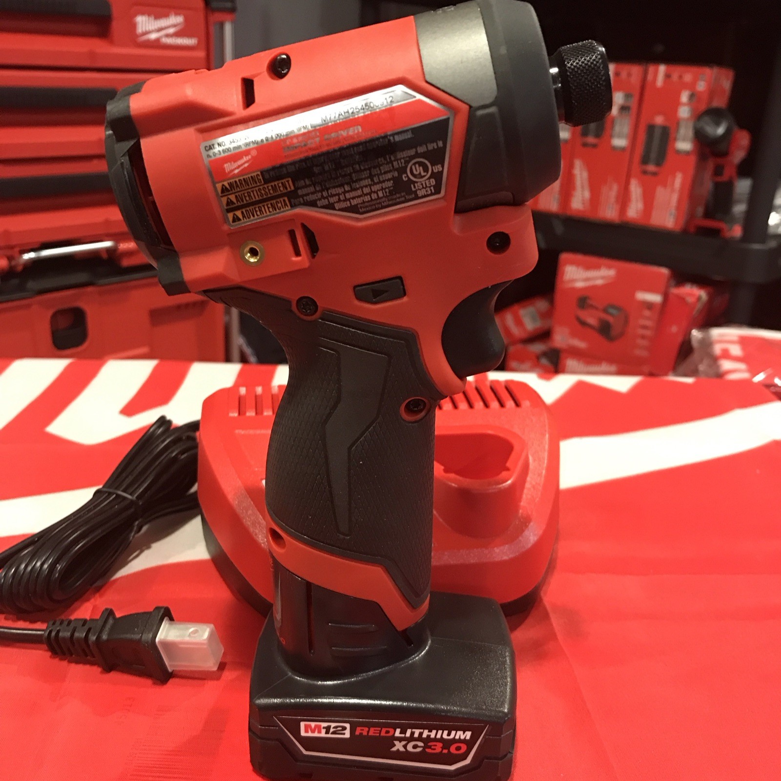 Milwaukee M12 3453-20 1/4” Hex Impact Driver, REDLITHIUM XC3.0 Battery & Charger
