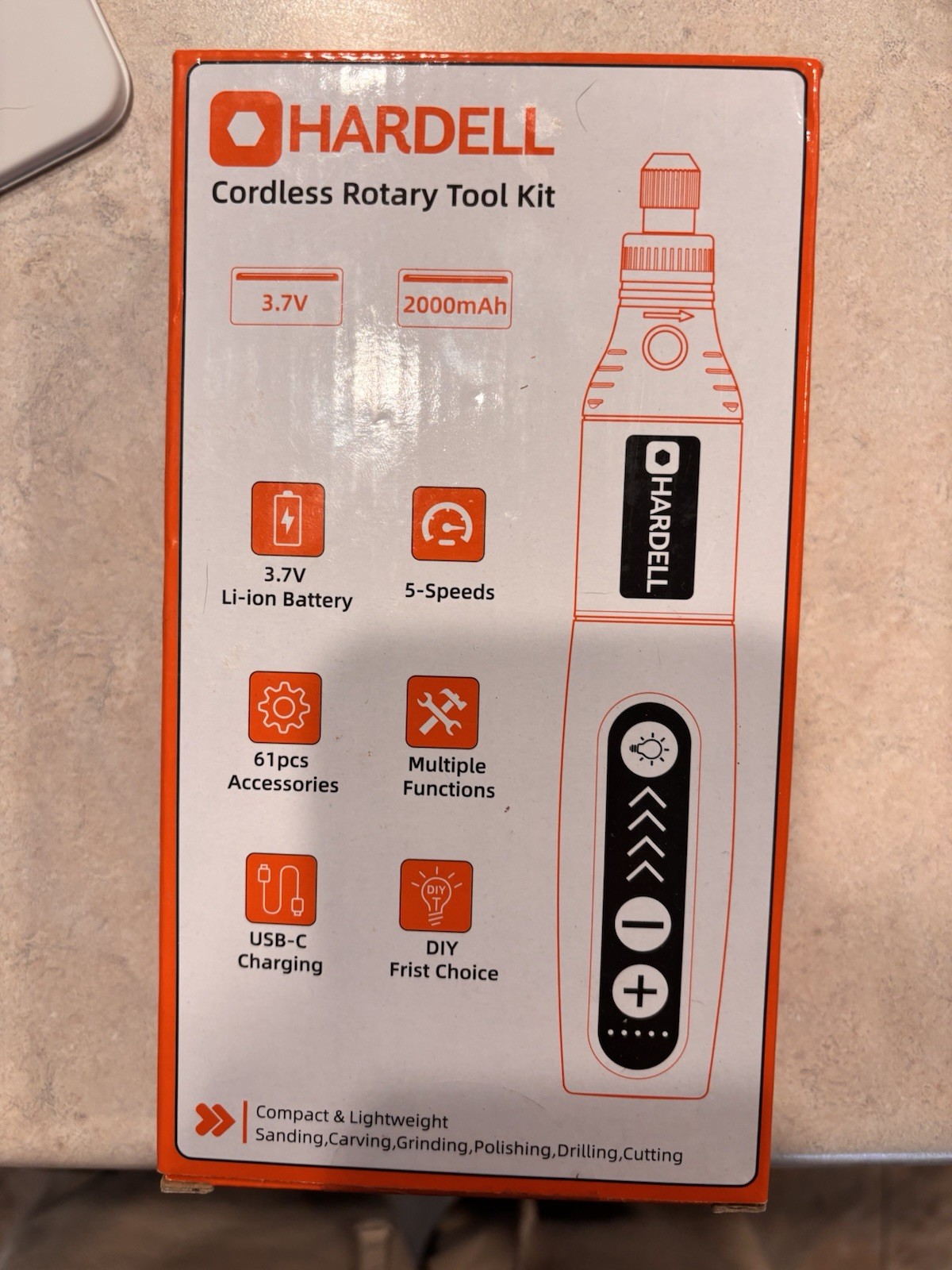 New In Box Harrell Cordless Rotary Tool Kit 3.7v 5 Speed Dremel