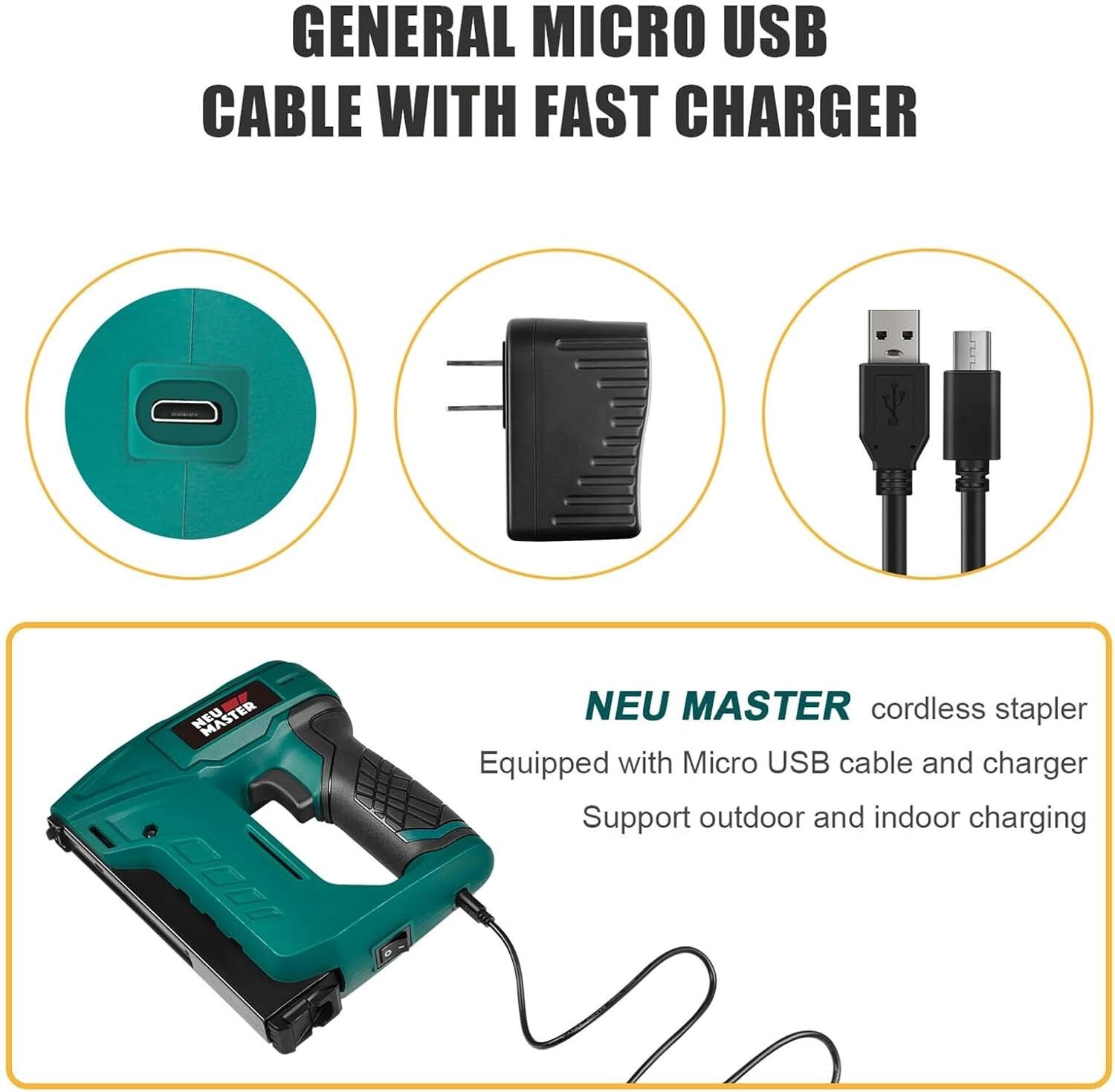 Cordless Electric Staple Gun with Safety Features & USB Charging – User Friendly